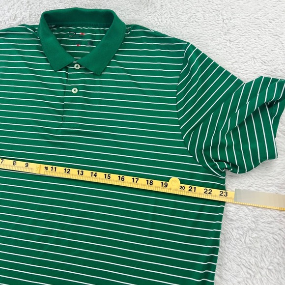 RLX Ralph‎ Lauren Golf Polo Shirt Men's LARGE Green White Striped Short Sleeve - Picture 9 of 10